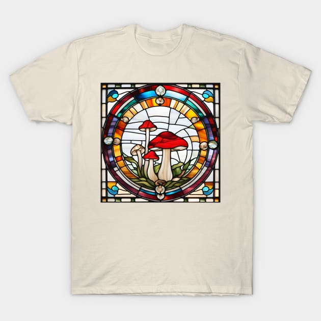 Odd Man Out Mushroom Stained Glass T-Shirt by Xie